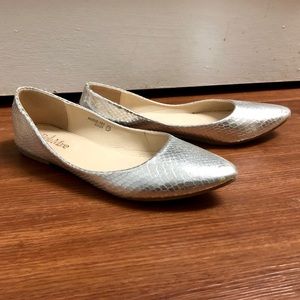 Silver Ballet Flats